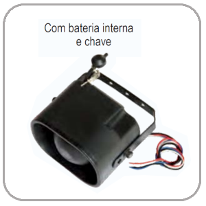 Sirene eletronica 1 tom 12VDC 110dB em ABS preto c/ Chave
