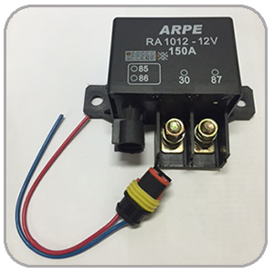 Relé Auxiliar de Partida 12V contato NA de 150A (pico) c/ conector