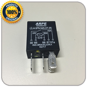 Relé Auxiliar mini 24V 20/10A 5 terminais c/ diodo
