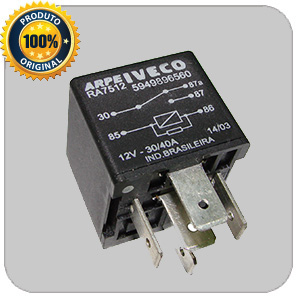 Relé auxiliar 12V 5 terminais 40/30A
